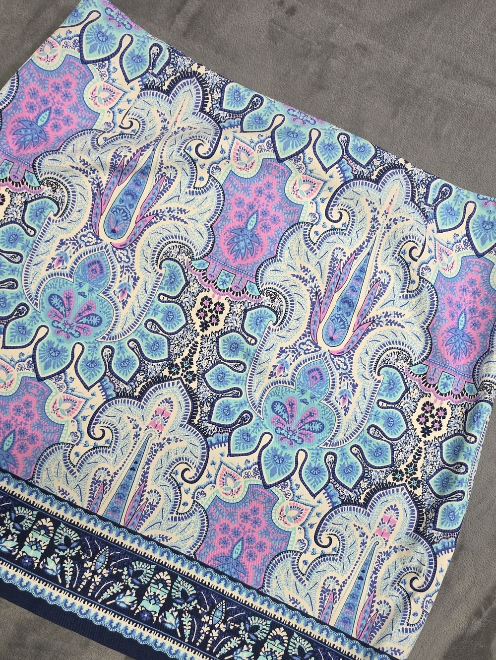 Talbots Paisley Midi Skirt in Blue and Pink